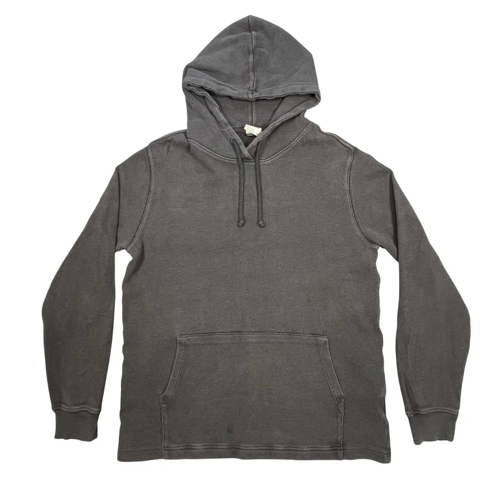The North Face Black Waffle Knit Thermal Hoodie Mens Large